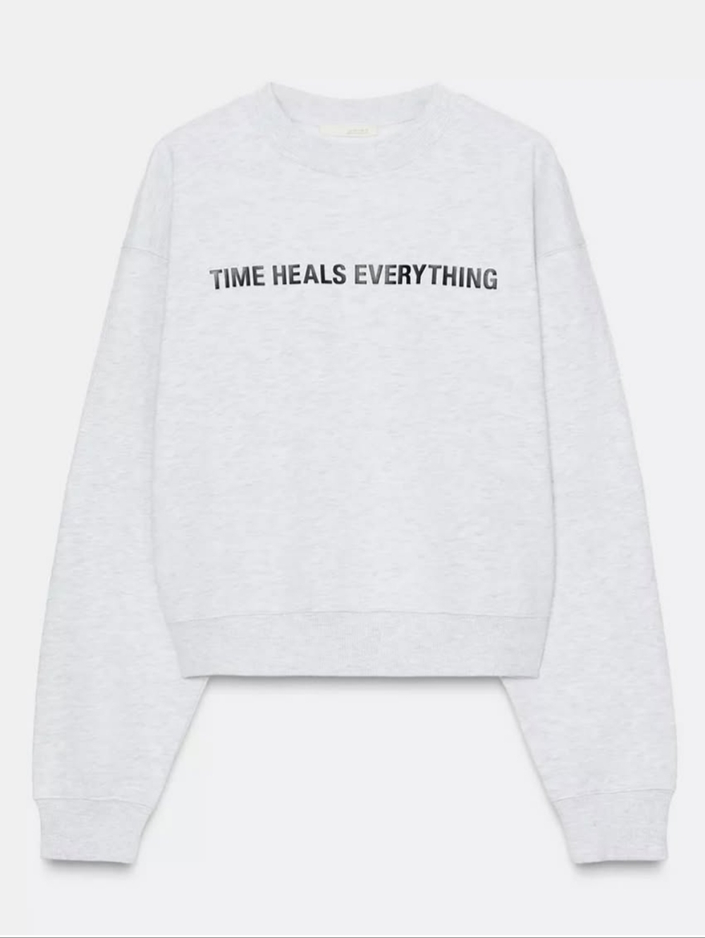 Zara Time Heals Everything Crewneck Sweatshirt - Light Gray